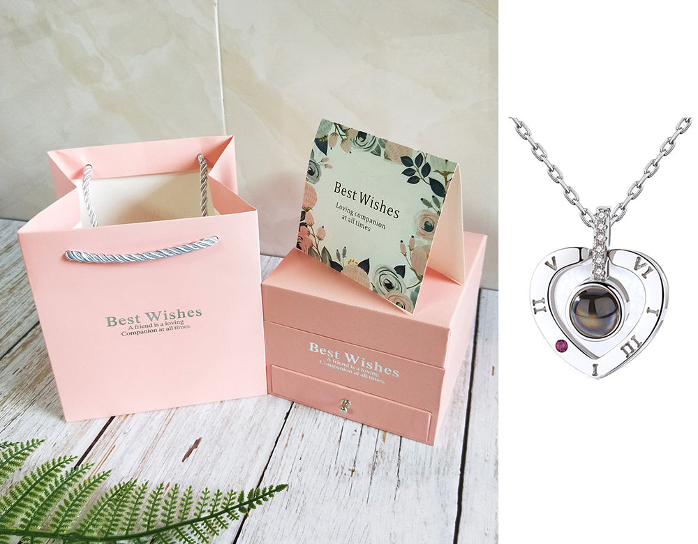 Coffret Cadeau Collier Rose, Cadeau Parfait Pour La Saint-Valentin