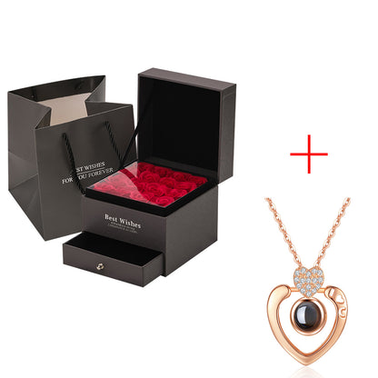 Coffret Cadeau Collier Rose, Cadeau Parfait Pour La Saint-Valentin