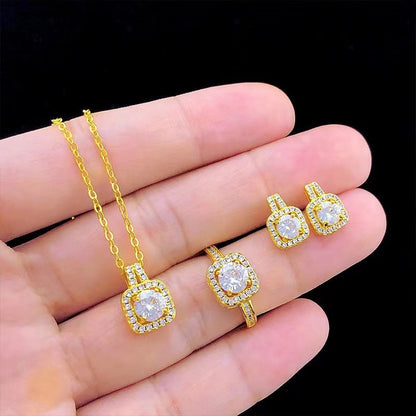 Zircon Gem Pendant Chain Choker Necklace