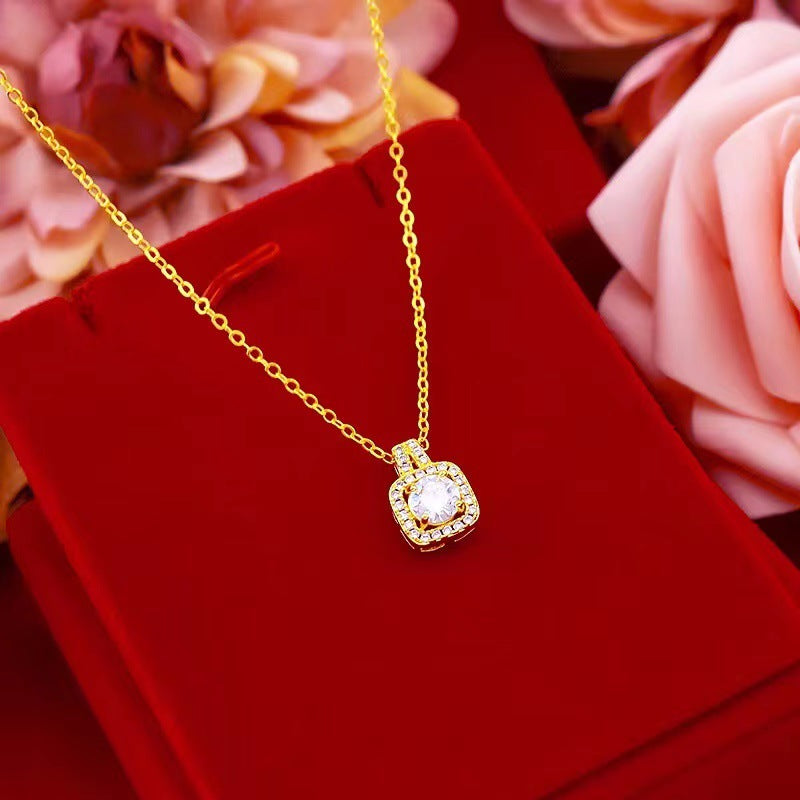 Zircon Gem Pendant Chain Choker Necklace